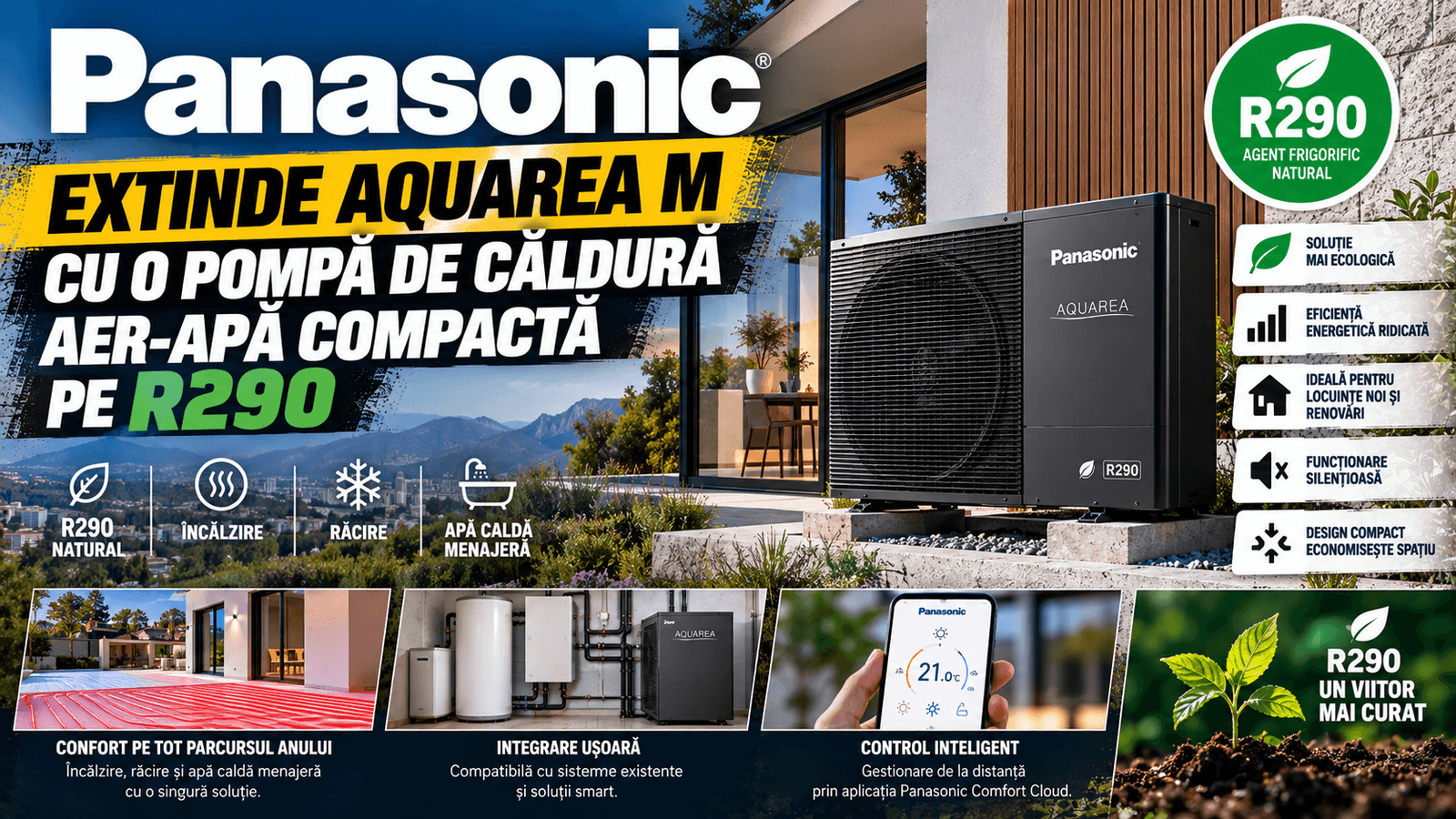 Panasonic extinde Aquarea M cu o pompă de căldură aer-apă compactă pe R290